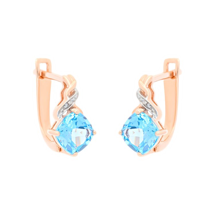 Pilt Kõrvarõngad topaasi ja teemandiga