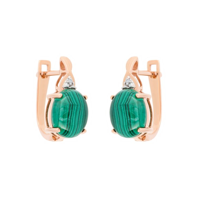 Pilt Kõrvarõngad malahhiidi ja teemandiga