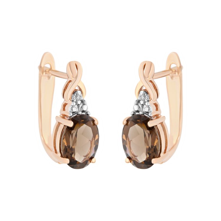 Pilt Kõrvarõngad suitsukvartsi ja teemandiga