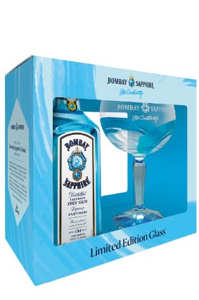 Pilt Bombay Sapphire Dry Gin 0,7L 40% Karbis Klaasiga 